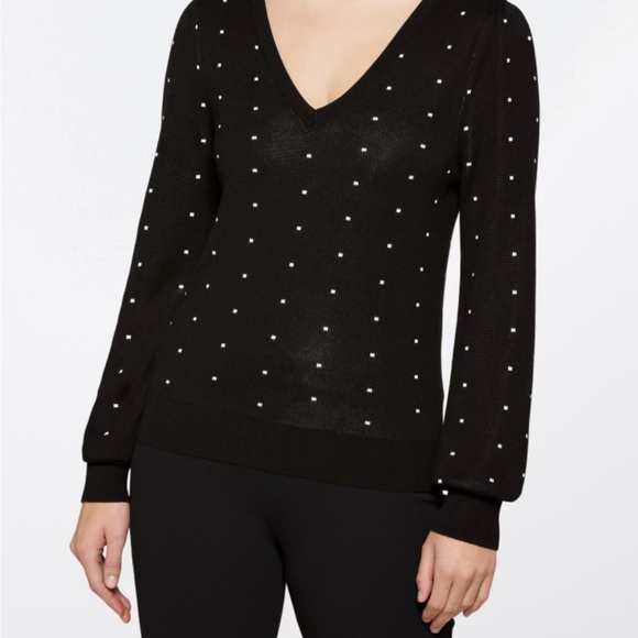 Daniel Rainn Hazel V Neck Puff Sleeve Sweater Black - Picture 2 of 3